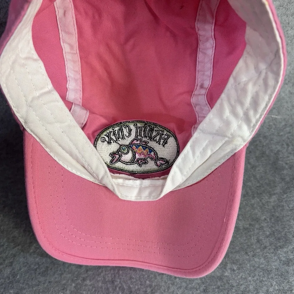 Fishin Chix Pink Fishing Sun Hat Cap Neck Flap Embroidered Fish Womens Outdoor